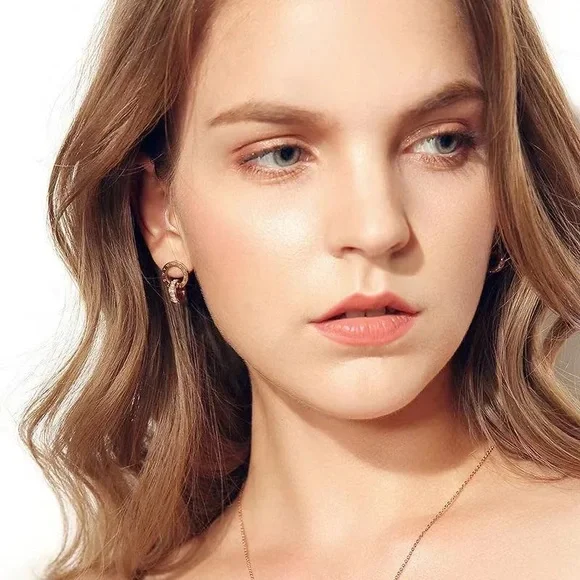 Roman Numeral Drop Earrings - Rose Gold Plated - Picture 3 of 3